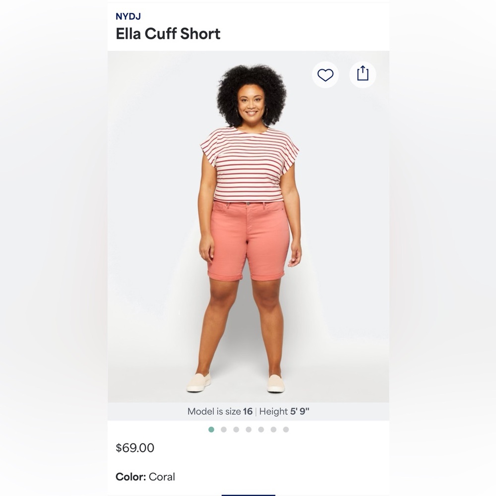 NYDJ Ella Cuff Short in Coral- EUC- size 20